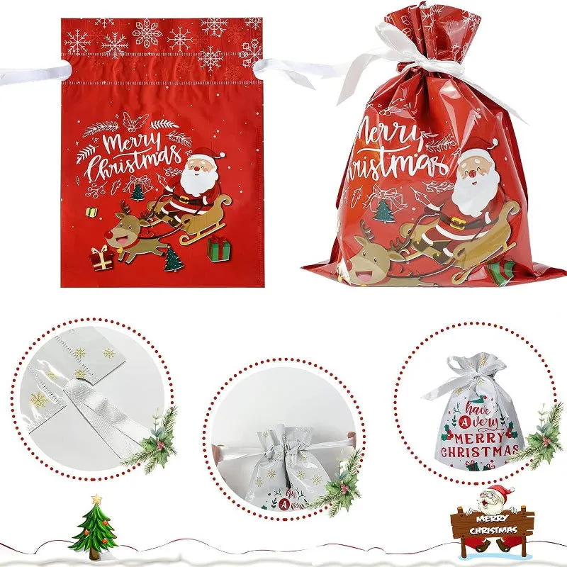 1 Pc, Christmas Gift Bag Set: Drawstring Candy Bags for Decorations and Party Favors