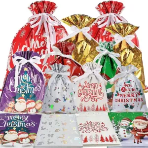 1 Pc, Christmas Gift Bag Set: Drawstring Candy Bags for Decorations and Party Favors