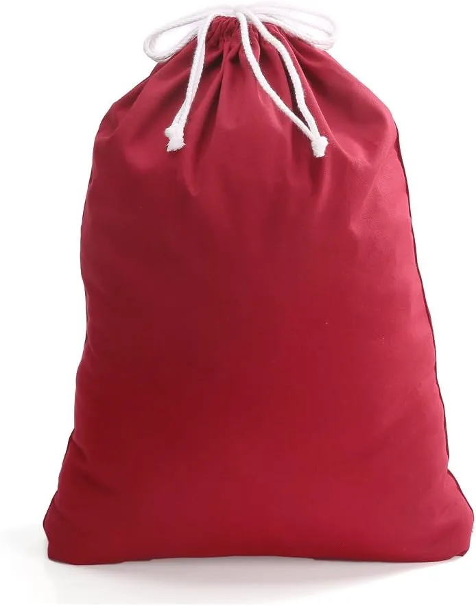 100% Cotton Canvas Travel Laundry Bag, 2-Pack (Large, Burgundy)