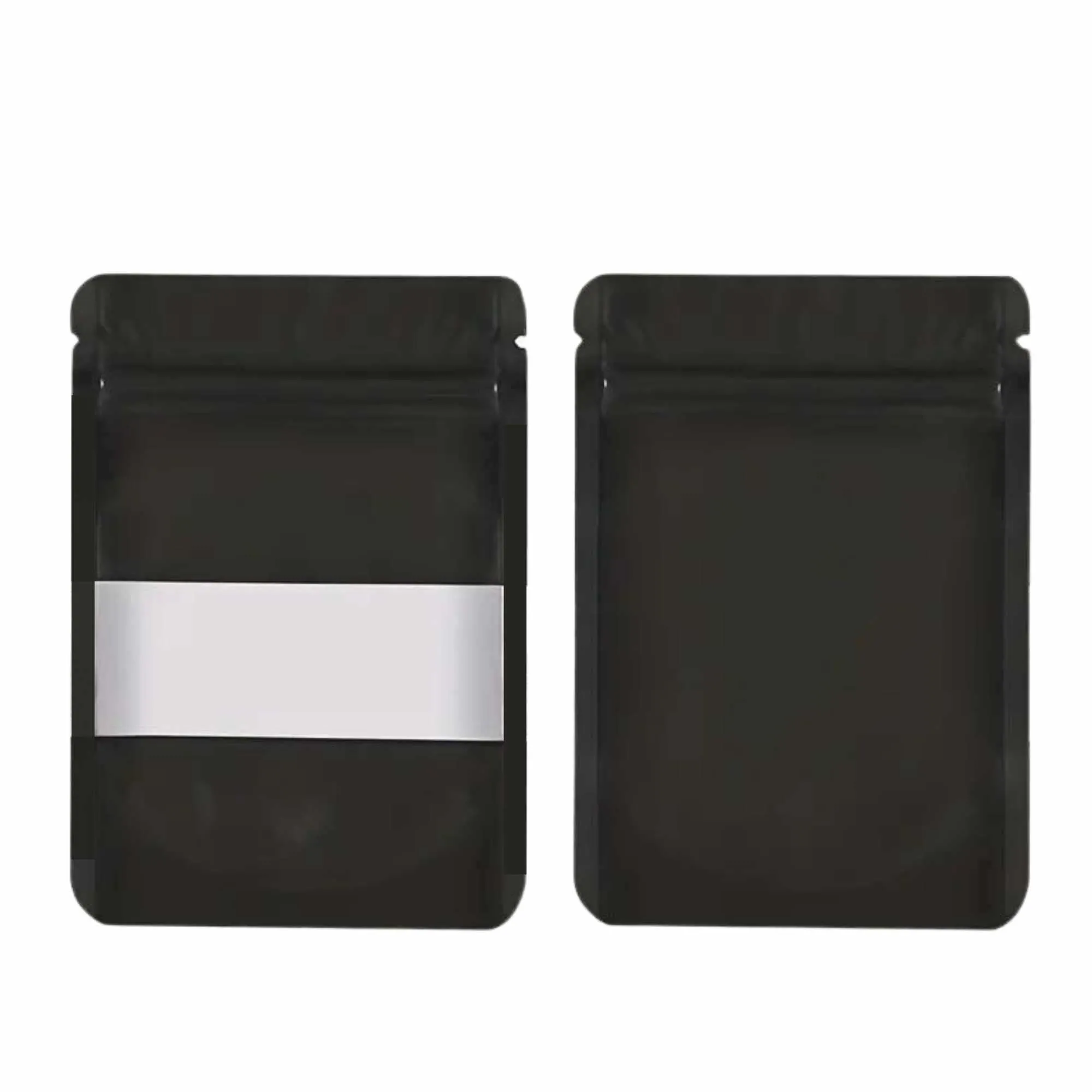 100 Resealable Mylar Stand Up Bags 20x12cm - Black Food Packaging Zip Pouch