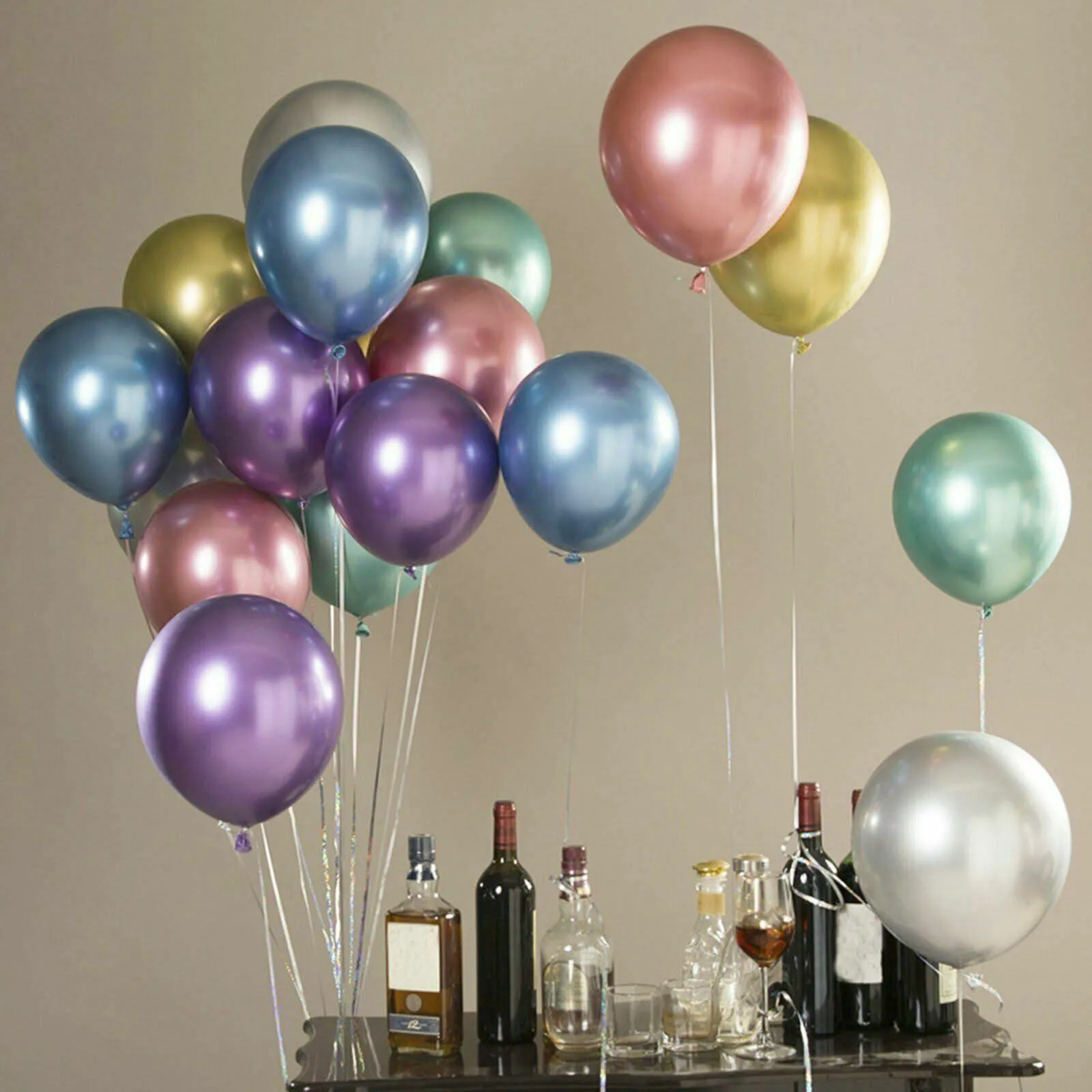 10/50X 30cm Metallic Chrome Balloons for Birthday & Wedding Parties