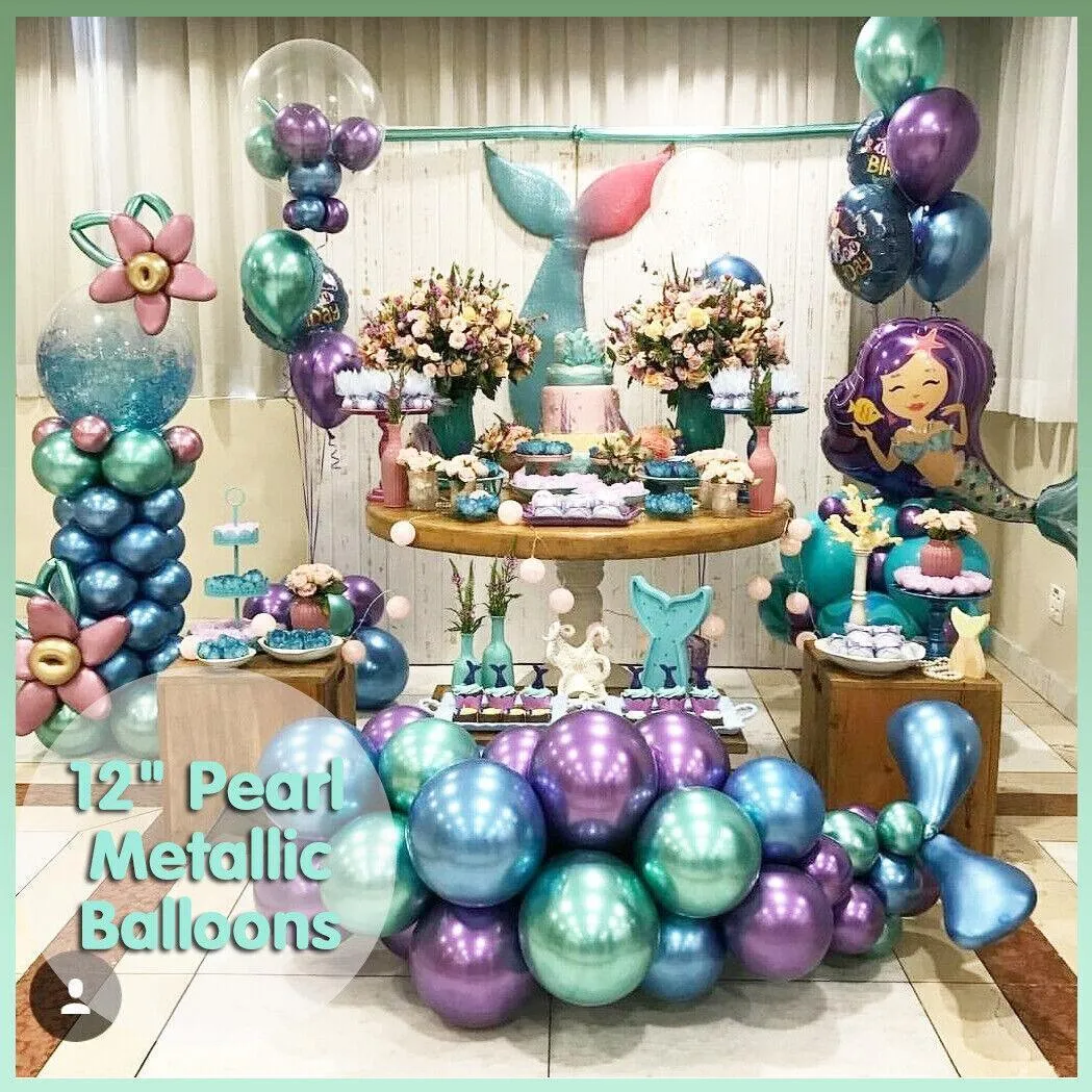 10/50X 30cm Metallic Chrome Balloons for Birthday & Wedding Parties