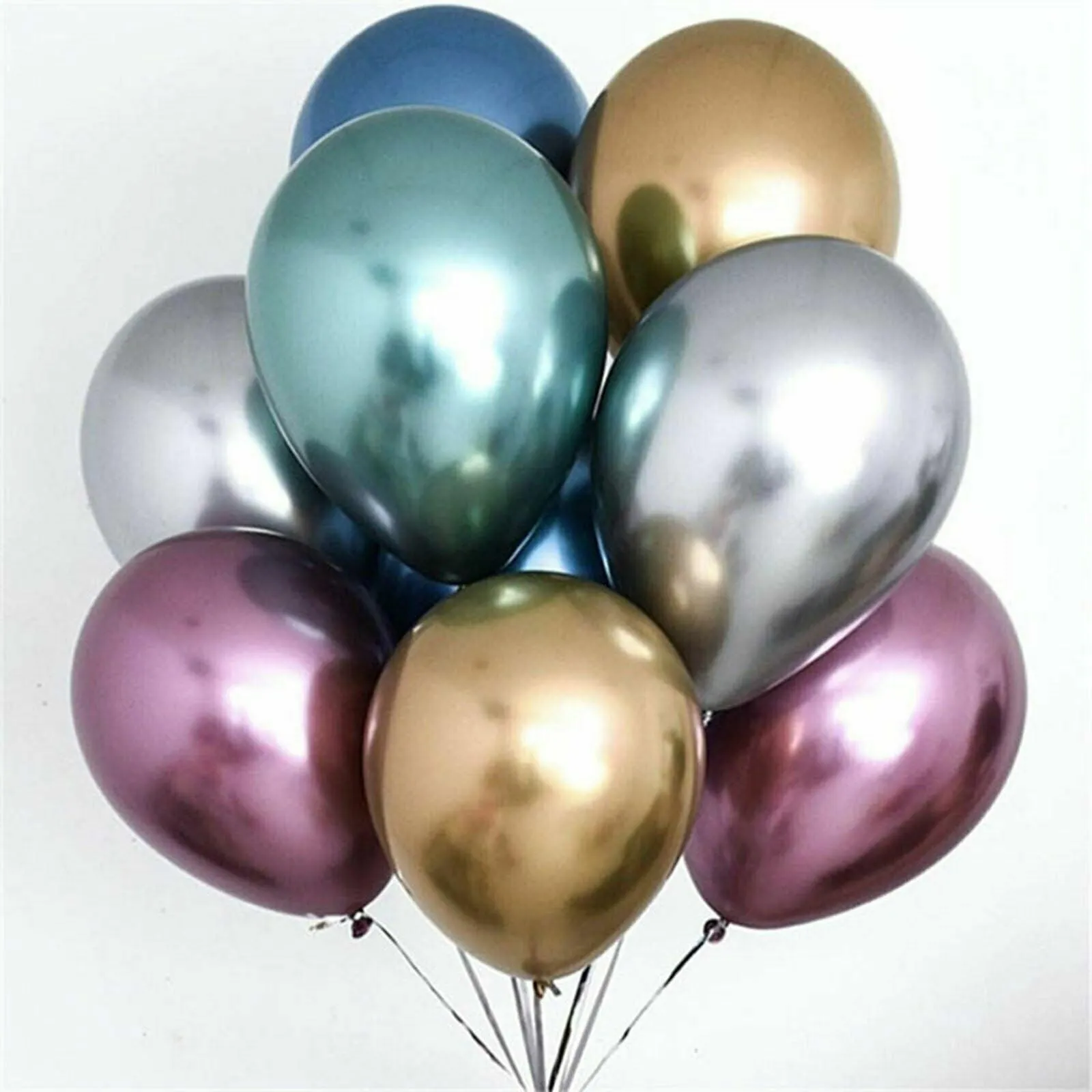 10/50X 30cm Metallic Chrome Balloons for Birthday & Wedding Parties