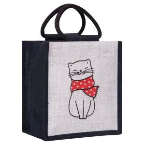 11" x 10" Black Cat Zipper Lunch Bag
