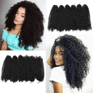 12 Inch Short Passion Twist Hair 6 Bundles Marlybob Kinky Curly Crochet Hair for Black Women Jerry Curly Braiding Hair (6 Bundles 12 Inch, 1b#)