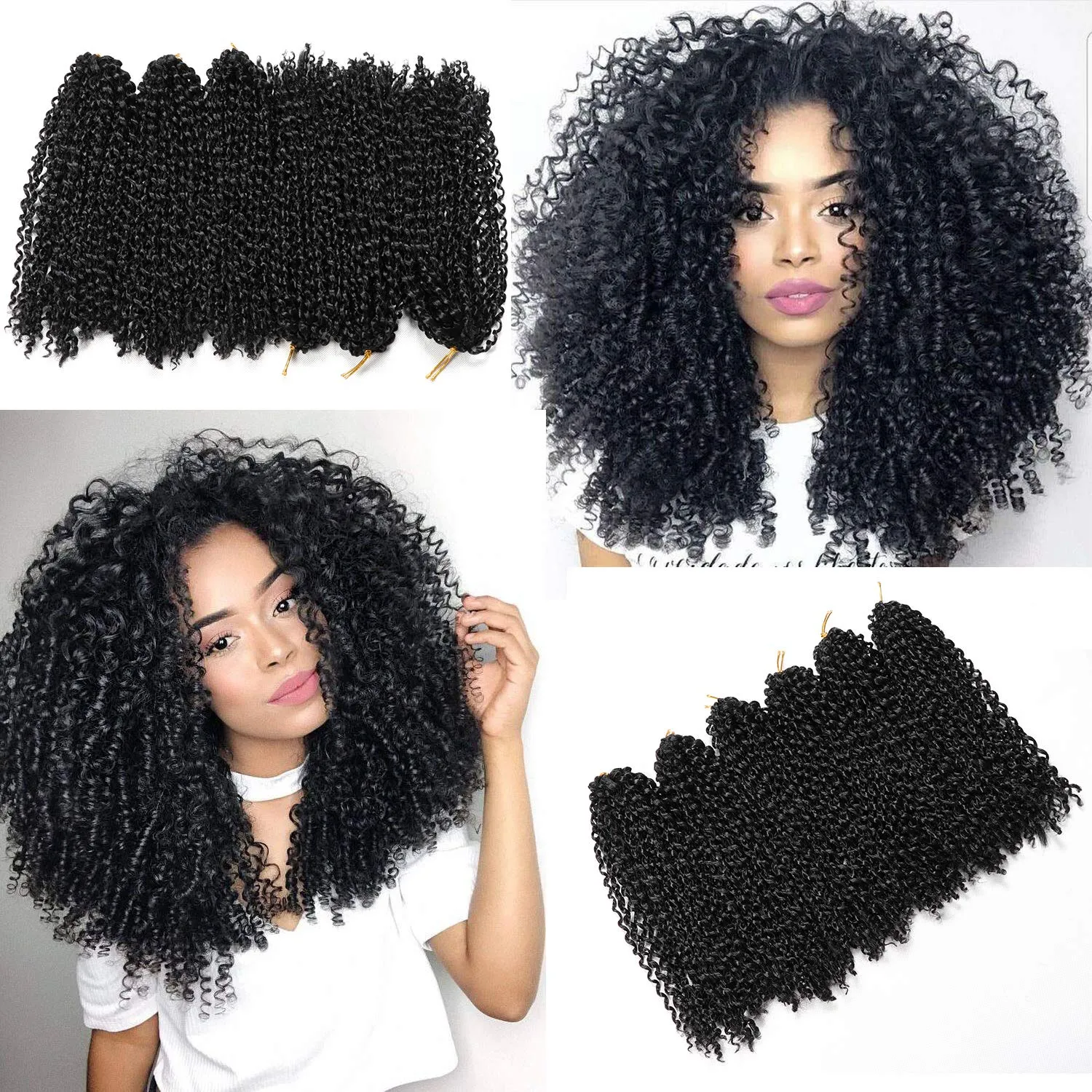 12 Inch Short Passion Twist Hair 6 Bundles Marlybob Kinky Curly Crochet Hair for Black Women Jerry Curly Braiding Hair (6 Bundles 12 Inch, 1b#)