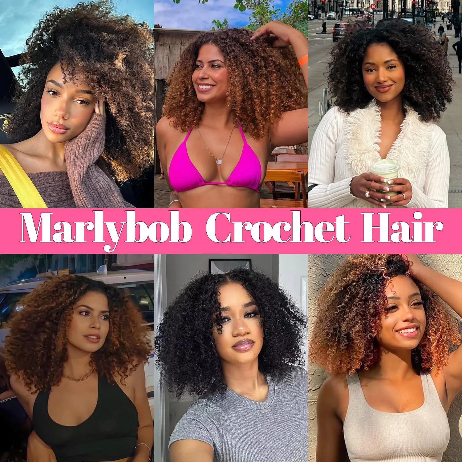 12 Inch Short Passion Twist Hair 6 Bundles Marlybob Kinky Curly Crochet Hair for Black Women Jerry Curly Braiding Hair (6 Bundles 12 Inch, 1b#)