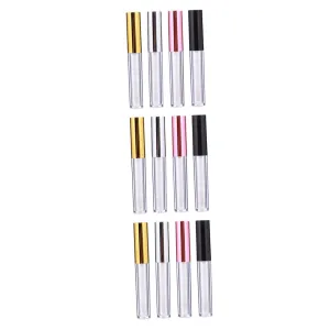 12pcs Empty Lip Gloss Tubes Metallic Caps Containers for Lipstick and Cosmetic Crafts for Easy Refilling and Storage