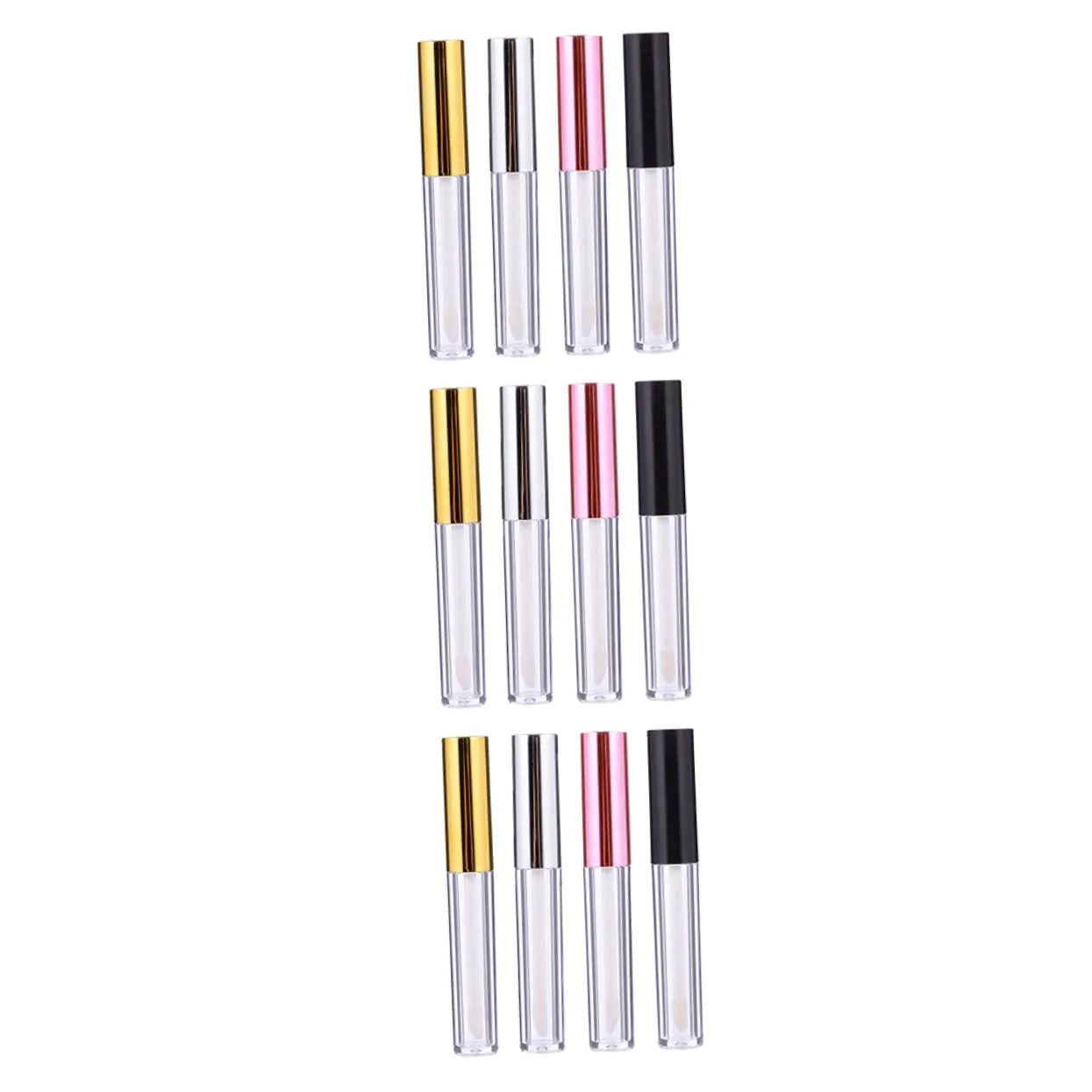 12pcs Empty Lip Gloss Tubes Metallic Caps Containers for Lipstick and Cosmetic Crafts for Easy Refilling and Storage