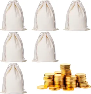 12" x 17" Bank Coin Money Cash Bag Sacks Coin Deposit Change Transit Bags, Drawstring Heavy Duty Canvas Bank Coin Money Cash Bag(6 Packs)