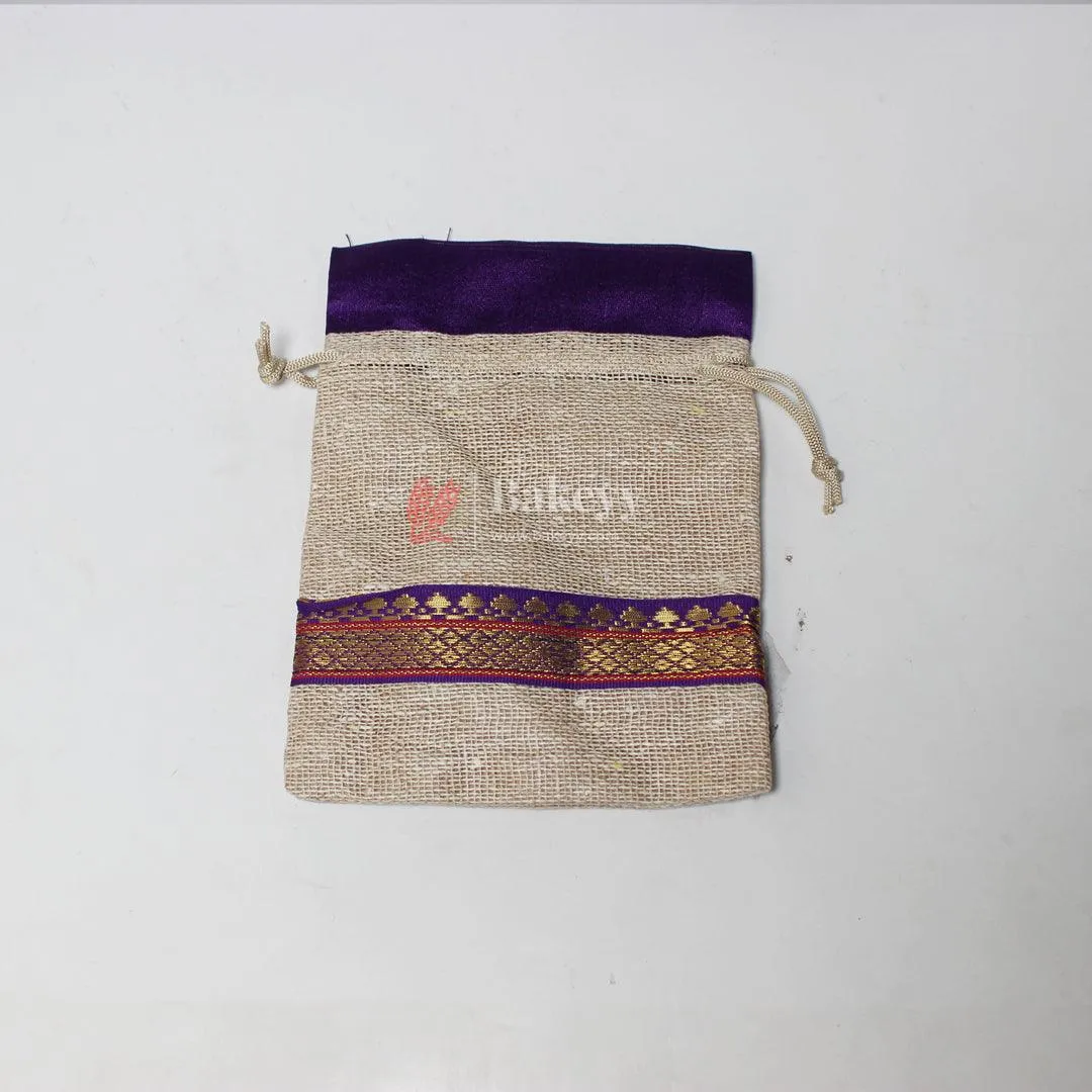 13x14 CM \ 5x6 inch| Elegant Jute  Purple Drawstring Gift Bag | Drawstring Bags | Pack of 10