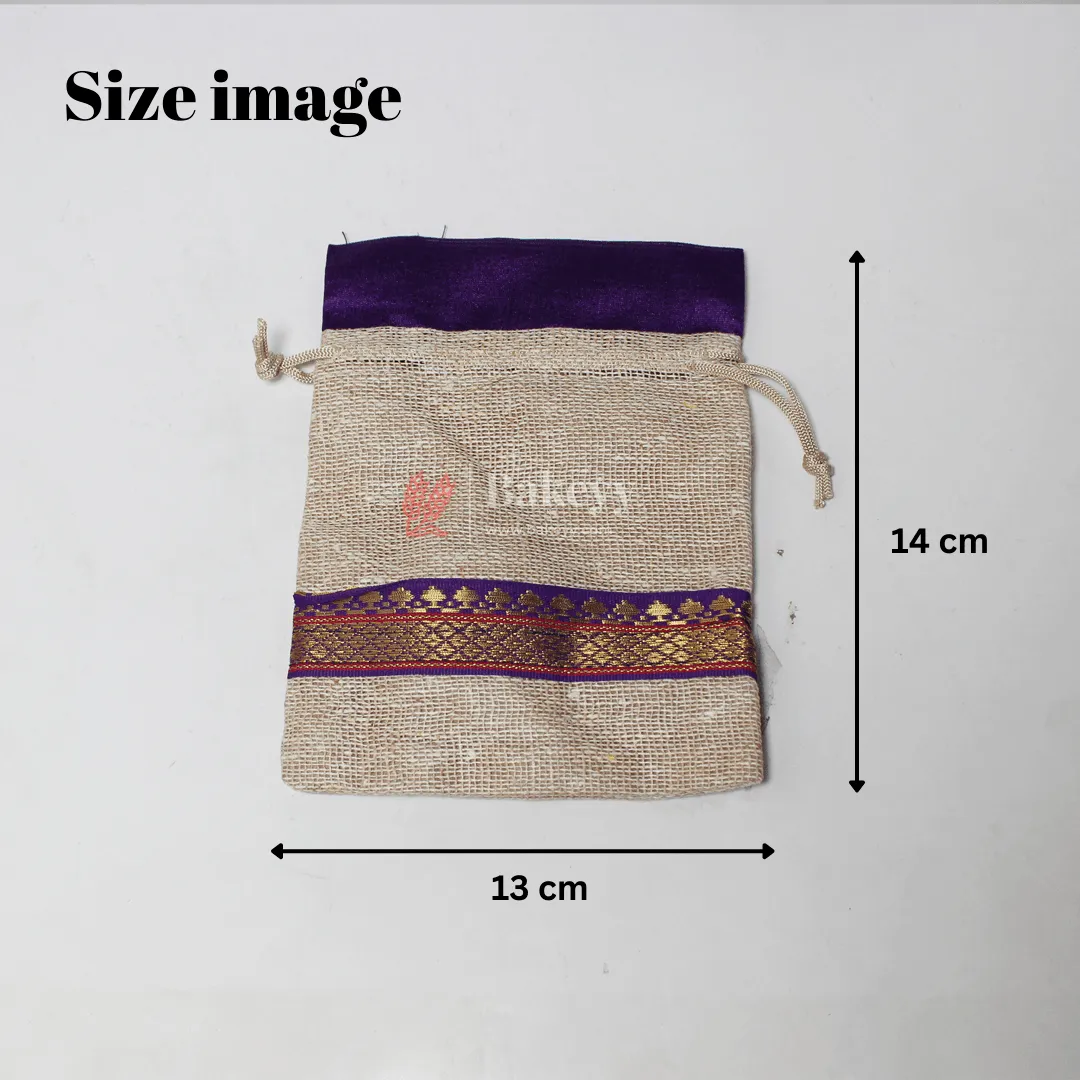 13x14 CM \ 5x6 inch| Elegant Jute  Purple Drawstring Gift Bag | Drawstring Bags | Pack of 10