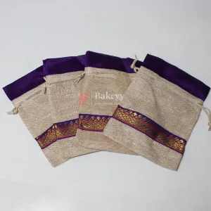 13x14 CM \ 5x6 inch| Elegant Jute  Purple Drawstring Gift Bag | Drawstring Bags | Pack of 10