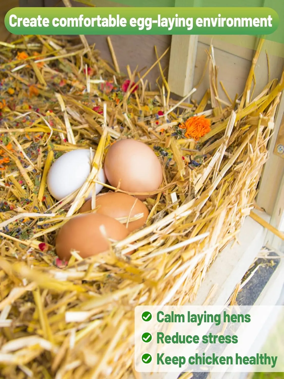 14 Oz Chicken Nesting Herbs - Natural Nesting Box Feed Herbs in 6 Dried Flower & Herbs for Freshening Bedding Chicken Coop Create Comfortable Environment