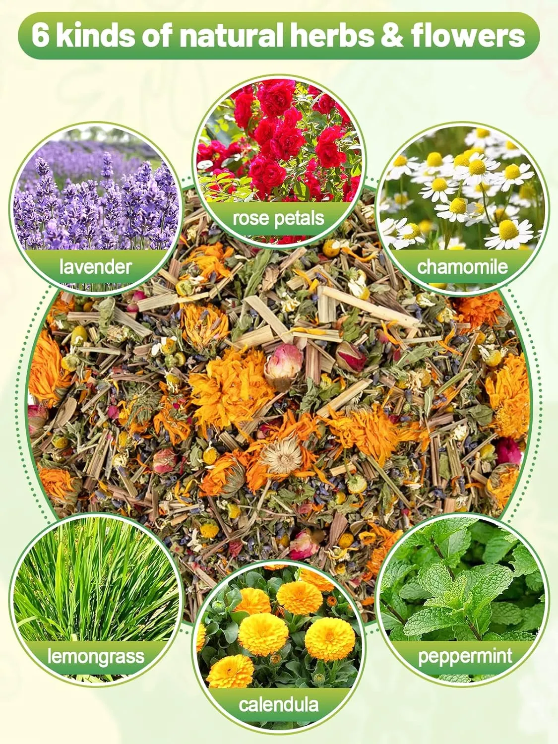14 Oz Chicken Nesting Herbs - Natural Nesting Box Feed Herbs in 6 Dried Flower & Herbs for Freshening Bedding Chicken Coop Create Comfortable Environment