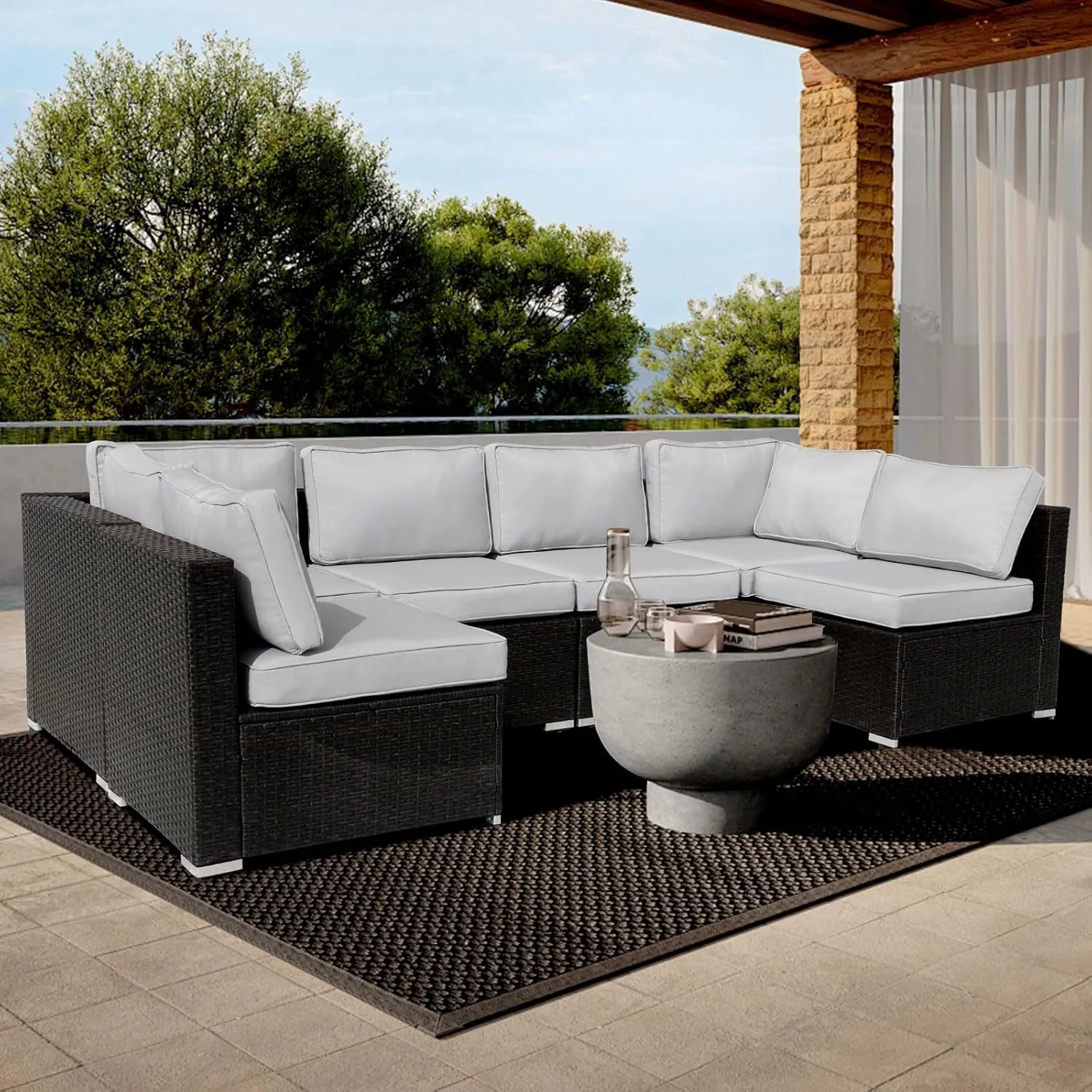 14 PCS Outdoor Cushion Covers Patio Cushion Slipcovers Replacement Waterproof with Zipper for 6-Seater Outdoor Furniture Cushion Covers(Light Gray,24.8 * 24.8 * 3.15 inches)