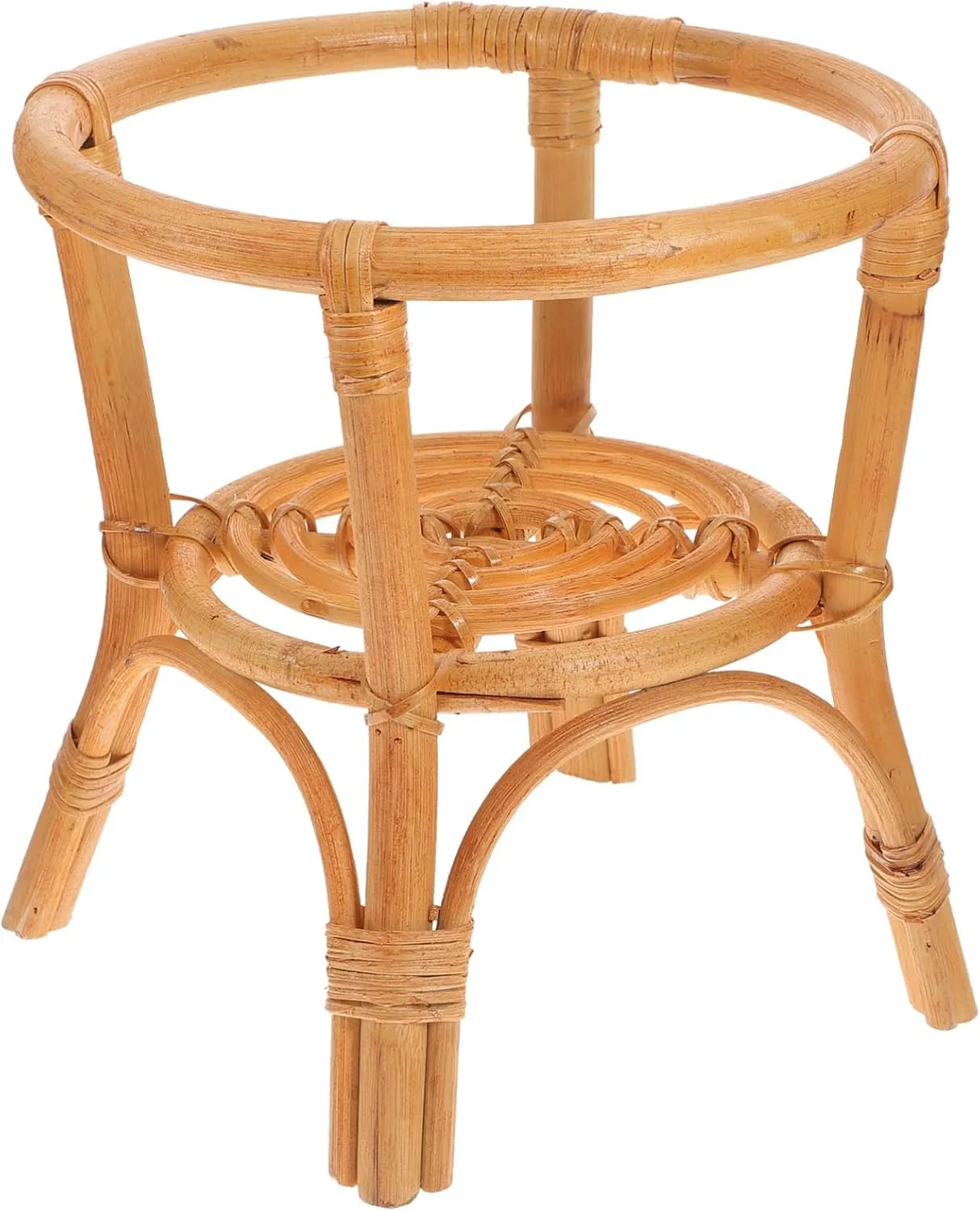 1Pc Rattan Weave Flower Pot Stand Chic Rustic Holder for Durable Gardening Flower Rack for Balcony Patio and Deck Display