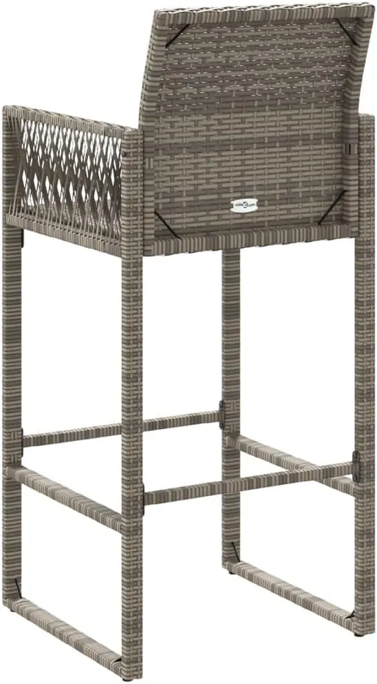 2-Piece Gray Poly Rattan Bar Stools Outdoor Furniture with Steel Frame, 31.5" Seat Height Weather-Resistant Patio Chairs for Poolside Backyard Deck Dining (Assembly Required)