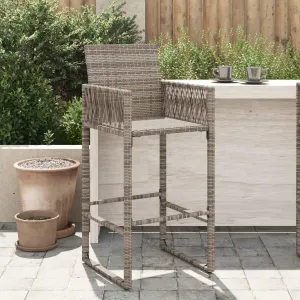 2-Piece Gray Poly Rattan Bar Stools Outdoor Furniture with Steel Frame, 31.5" Seat Height Weather-Resistant Patio Chairs for Poolside Backyard Deck Dining (Assembly Required)