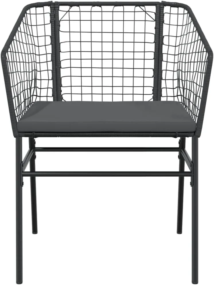 2-Piece Patio Chairs Set with Cushions Black PE Rattan Outdoor Furniture for Poolside Backyard Lounge