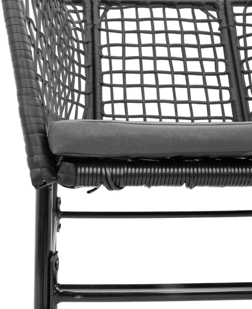 2-Piece Patio Chairs Set with Cushions Black PE Rattan Outdoor Furniture for Poolside Backyard Lounge