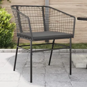 2-Piece Patio Chairs Set with Cushions Black PE Rattan Outdoor Furniture for Poolside Backyard Lounge