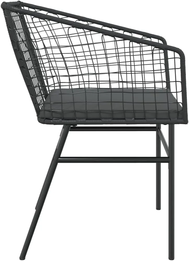2-Piece Patio Chairs Set with Cushions Black PE Rattan Outdoor Furniture for Poolside Backyard Lounge