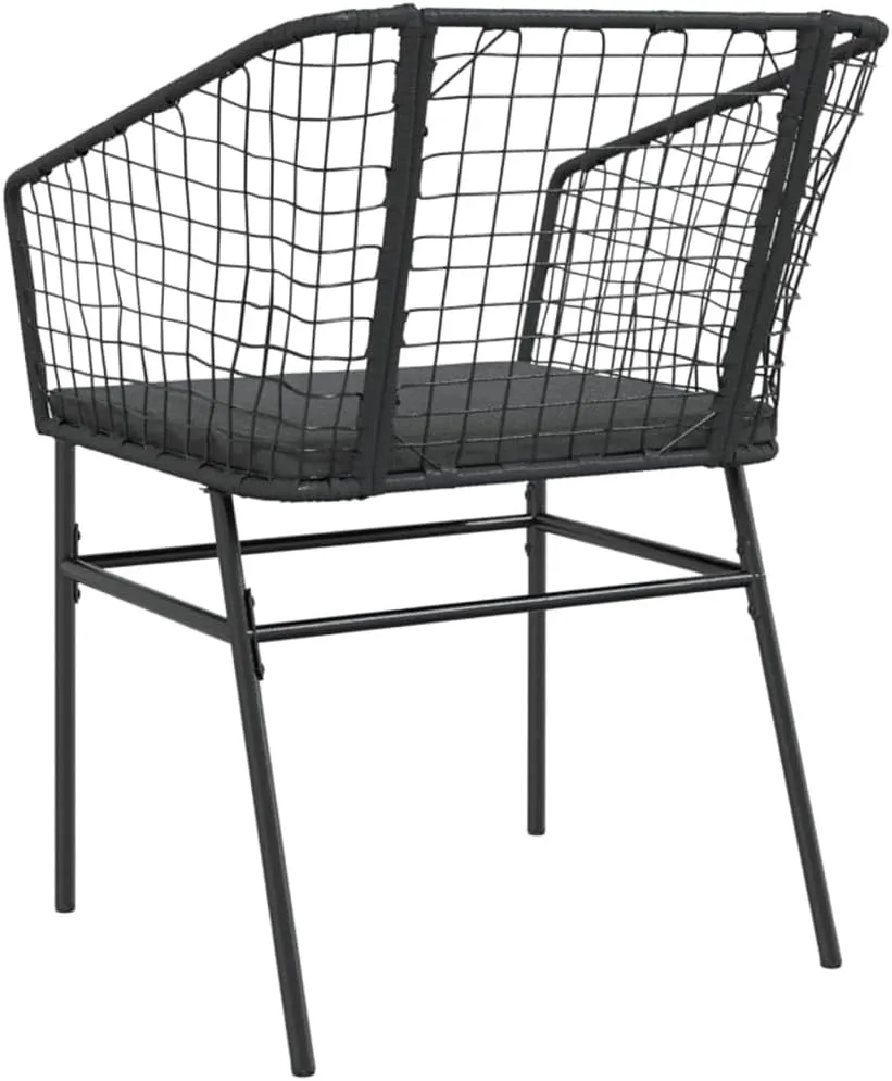 2-Piece Patio Chairs Set with Cushions Black PE Rattan Outdoor Furniture for Poolside Backyard Lounge