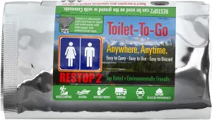 2 - Portable Toilet Solid (Poop) and Liquid (Pee) Leak Proof Waste Bag - Toilet Paper and Wet Wipe Included