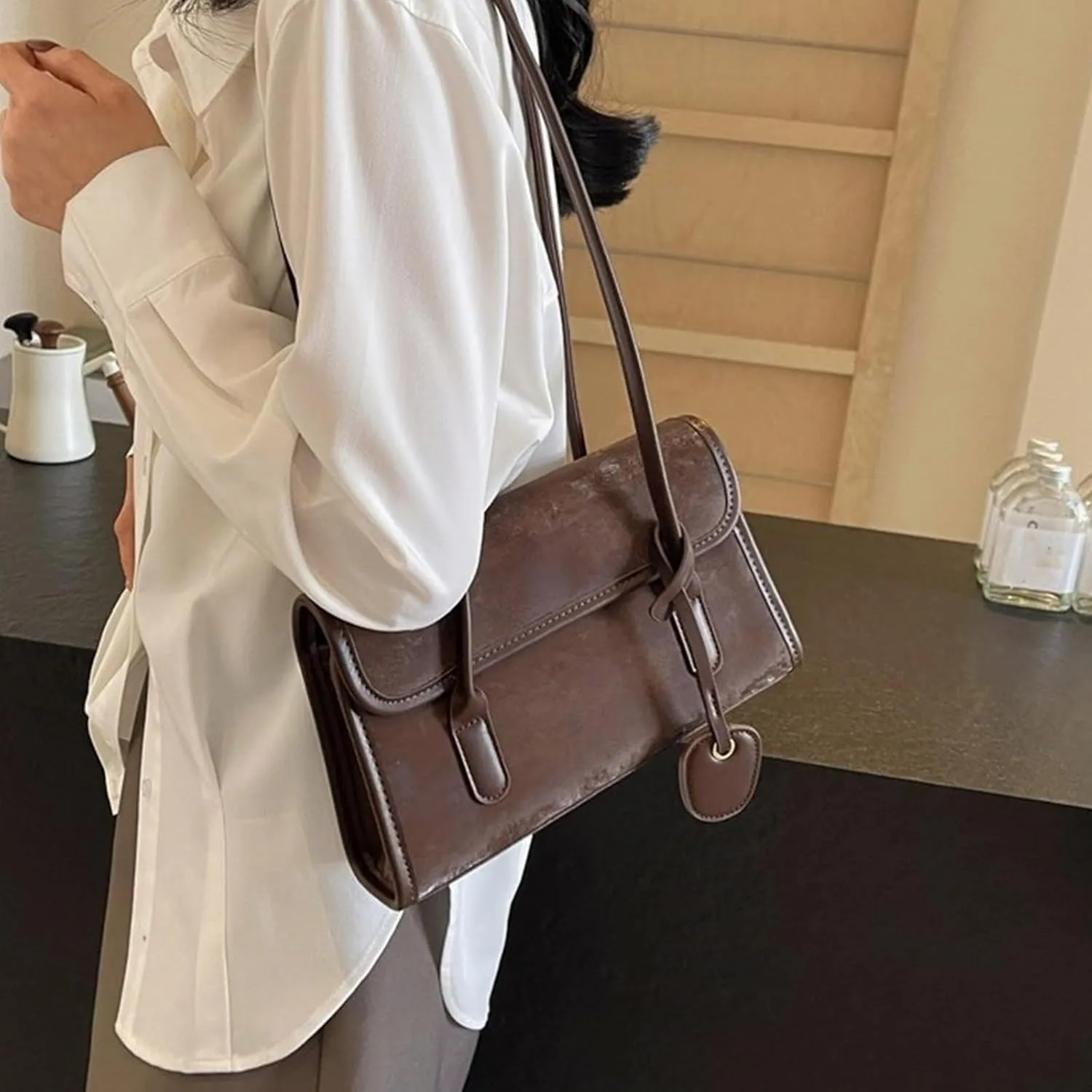 2024 New Shoulder Bags Solid Color Underarm Bag for Girl Women Armpit Bag Large Capacity Handbag
