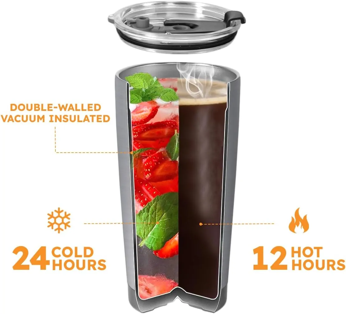 20oz Colorful Rose Flower, Crystal Stained Glass Style Flowers, Orange Yellow Rose Tumbler Cup, Insulated Travel Mug with Lid, Coffee Thermos for Women, Gifts for Women - AB