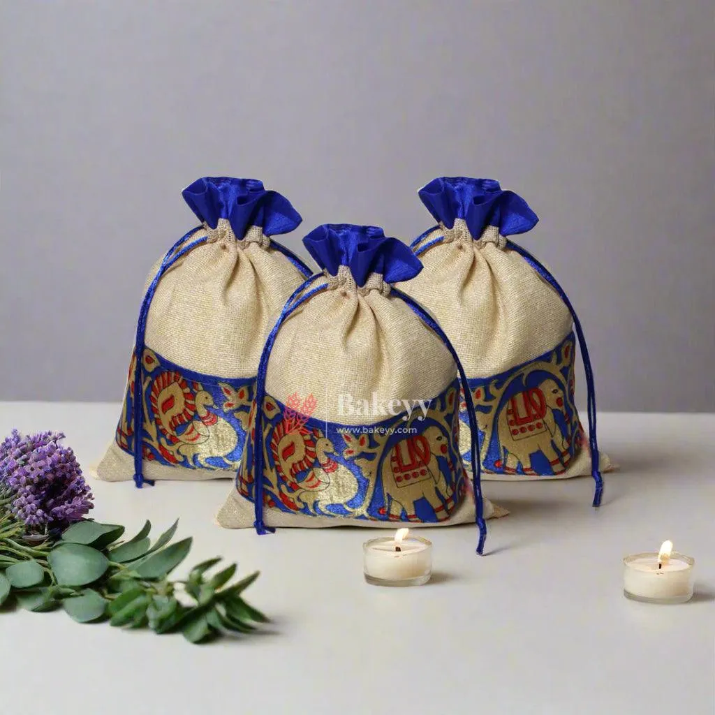 20x27CM \ 8x10 inch| Elegant Jute Cream Drawstring Gift Bag | Drawstring Bags | Pack of 10