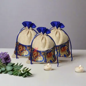 20x27CM \ 8x10 inch| Elegant Jute Cream Drawstring Gift Bag | Drawstring Bags | Pack of 10