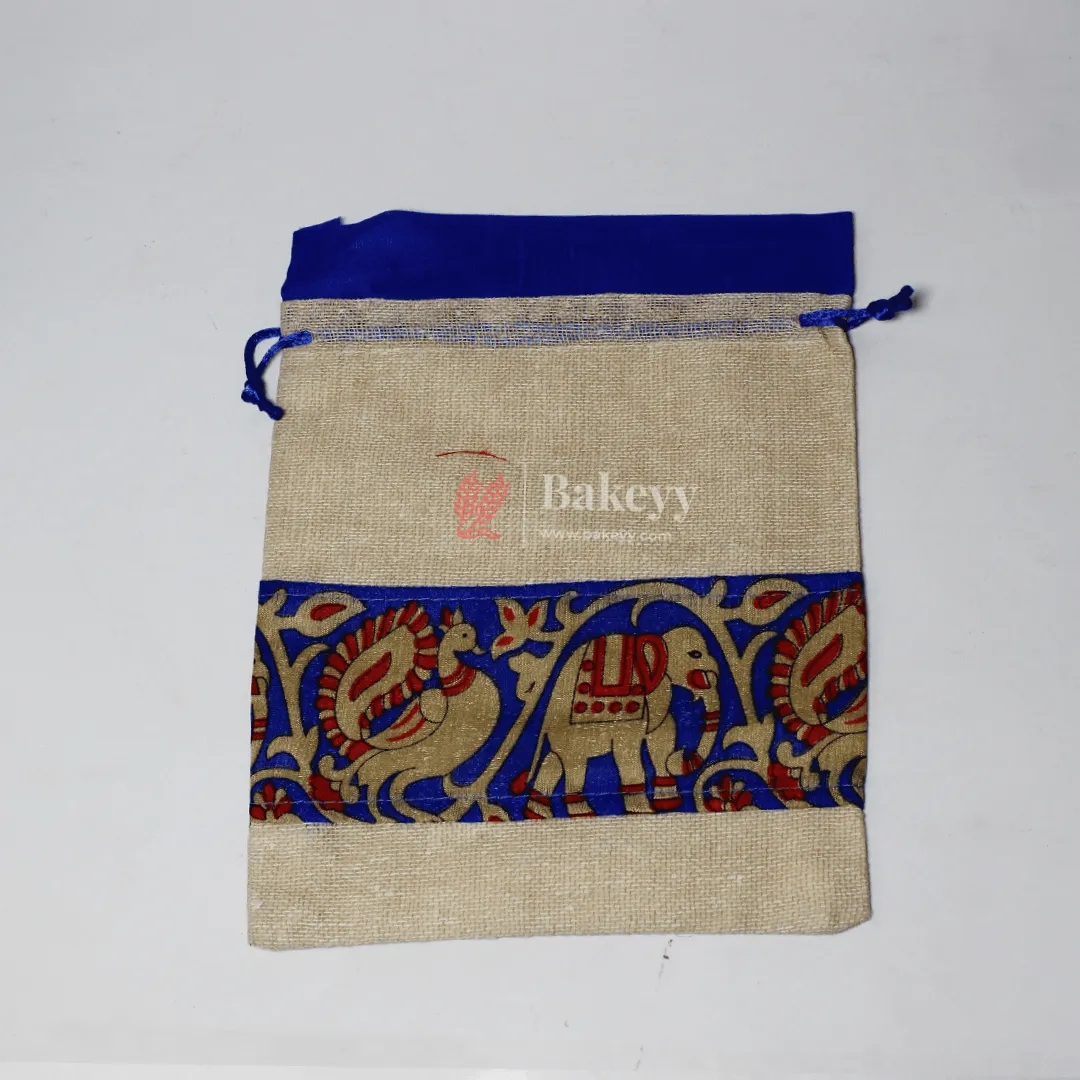 20x27CM \ 8x10 inch| Elegant Jute Cream Drawstring Gift Bag | Drawstring Bags | Pack of 10