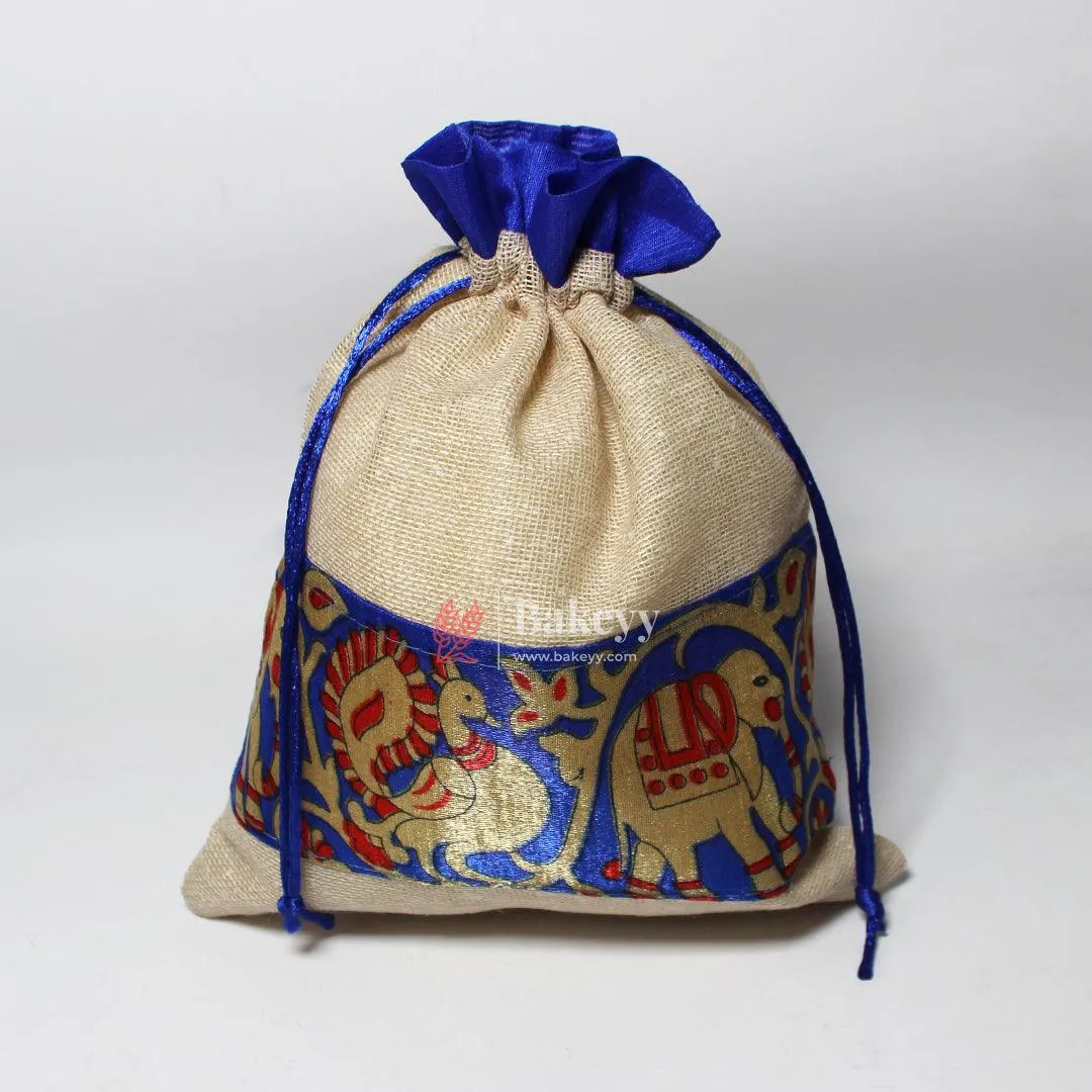20x27CM \ 8x10 inch| Elegant Jute Cream Drawstring Gift Bag | Drawstring Bags | Pack of 10