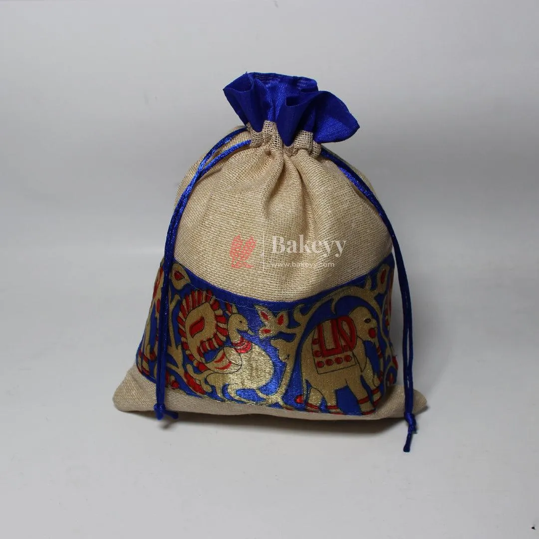 20x27CM \ 8x10 inch| Elegant Jute Cream Drawstring Gift Bag | Drawstring Bags | Pack of 10