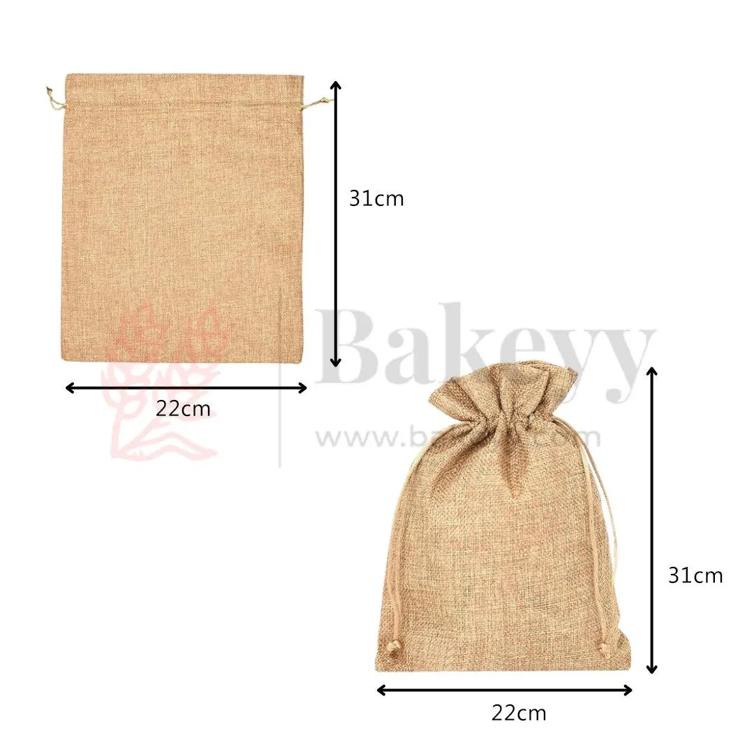 22x31 CM | Jute Potli Bag | Gift Return Gifts Bags| Natural Jute Colour | Drawstring Bags