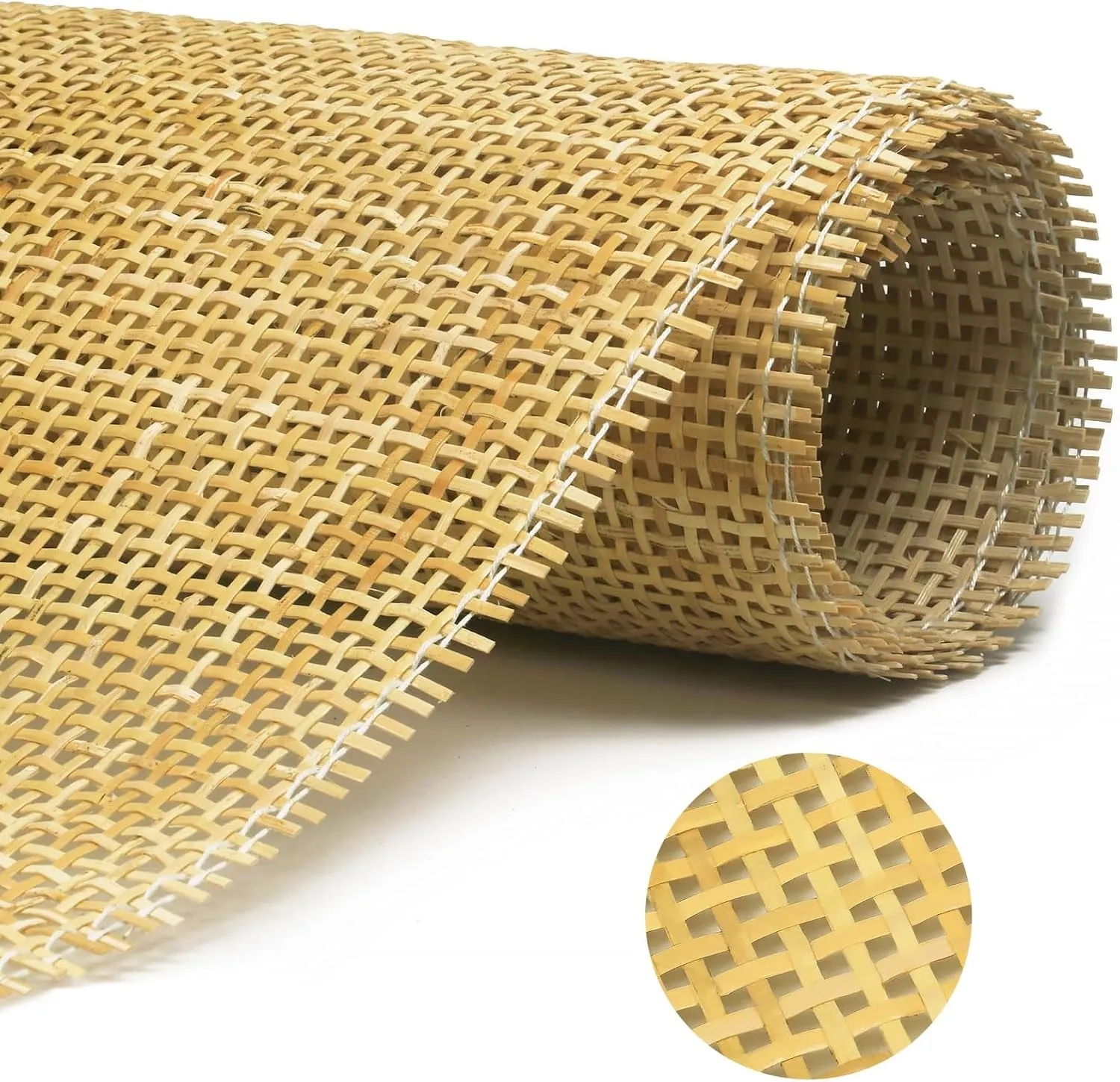 24" Width Natural Cane Webbing 5 Feet, Rattan Roll for Caning Project, Square Cane Webbing for Furniture, Chair, Cabinet, Ceiling, Door, Sofa