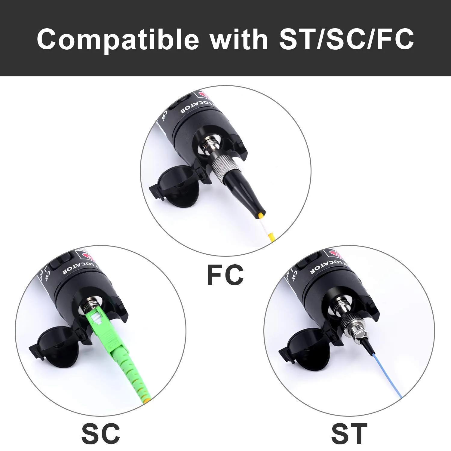 2PCS Visual Fault Locator 50mW Kit With FC to LC Adapter, VFL Fiber Optic Cable Tester 50KM, Red Light Pen for CATV, Telecommunications, and Engineering Maintenance