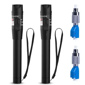 2PCS Visual Fault Locator 50mW Kit With FC to LC Adapter, VFL Fiber Optic Cable Tester 50KM, Red Light Pen for CATV, Telecommunications, and Engineering Maintenance