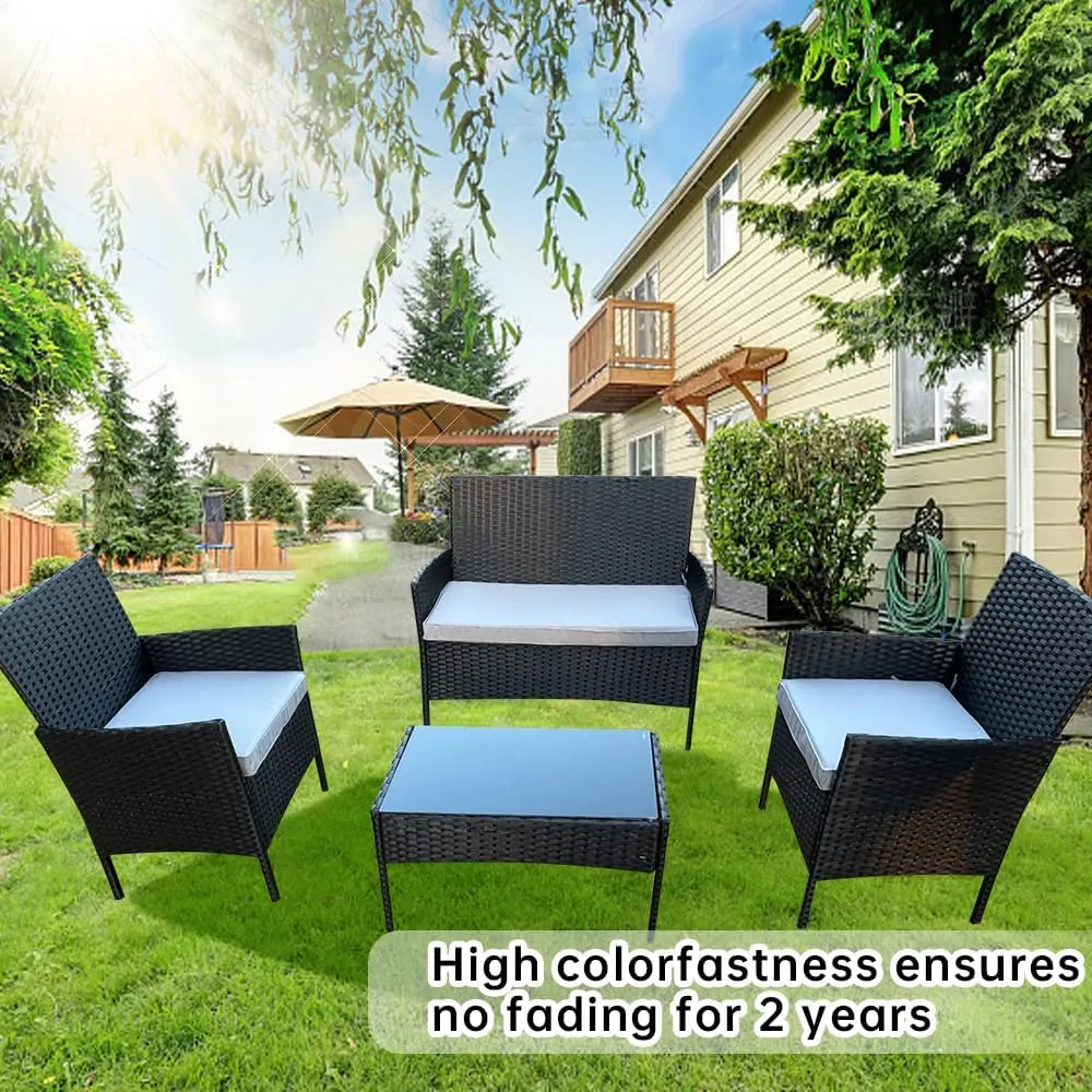 3 Pack Outdoor Patio Furniture Cushion Covers Set, Replacement Slipcovers Fits 4-Piece Wicker Rattan Sofa Loveseat Chair, 36x18x2, 18x18x2 – Cover Only, Waterproof, Fade-Resistant Durable Light gray