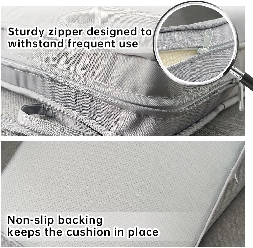 3 Pack Outdoor Patio Furniture Cushion Covers Set, Replacement Slipcovers Fits 4-Piece Wicker Rattan Sofa Loveseat Chair, 36x18x2, 18x18x2 – Cover Only, Waterproof, Fade-Resistant Durable Light gray