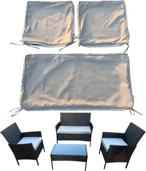 3 Pack Outdoor Patio Furniture Cushion Covers Set, Replacement Slipcovers Fits 4-Piece Wicker Rattan Sofa Loveseat Chair, 36x18x2, 18x18x2 – Cover Only, Waterproof, Fade-Resistant Durable Light gray