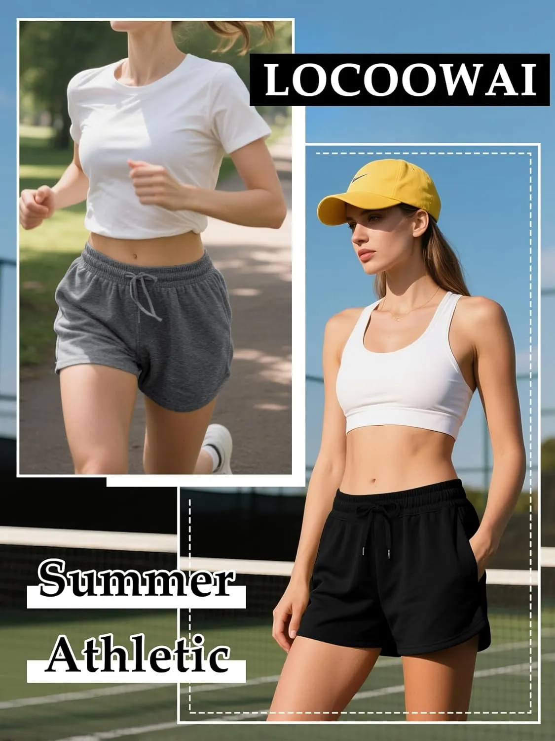 3 Pack Womens Sweat Shorts Drawstring High Waist Summer Athletic Loose Elastics Sweatpants with Pockets
