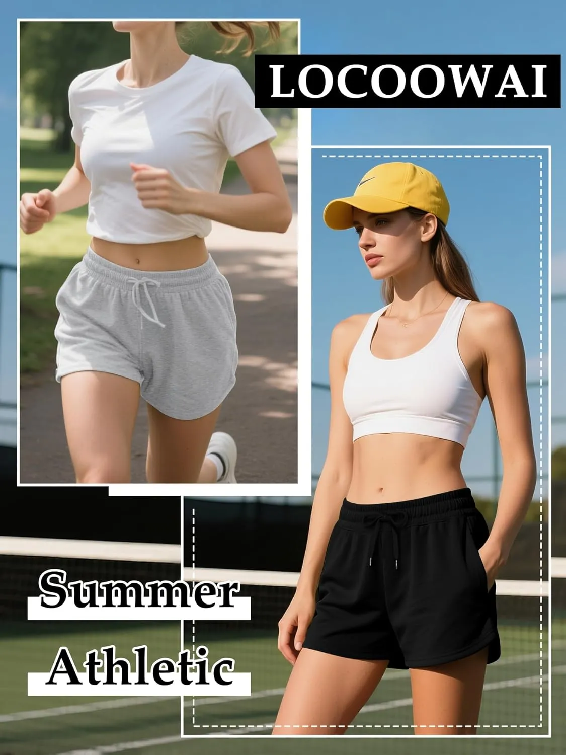 3 Pack Womens Sweat Shorts Drawstring High Waist Summer Athletic Loose Elastics Sweatpants with Pockets