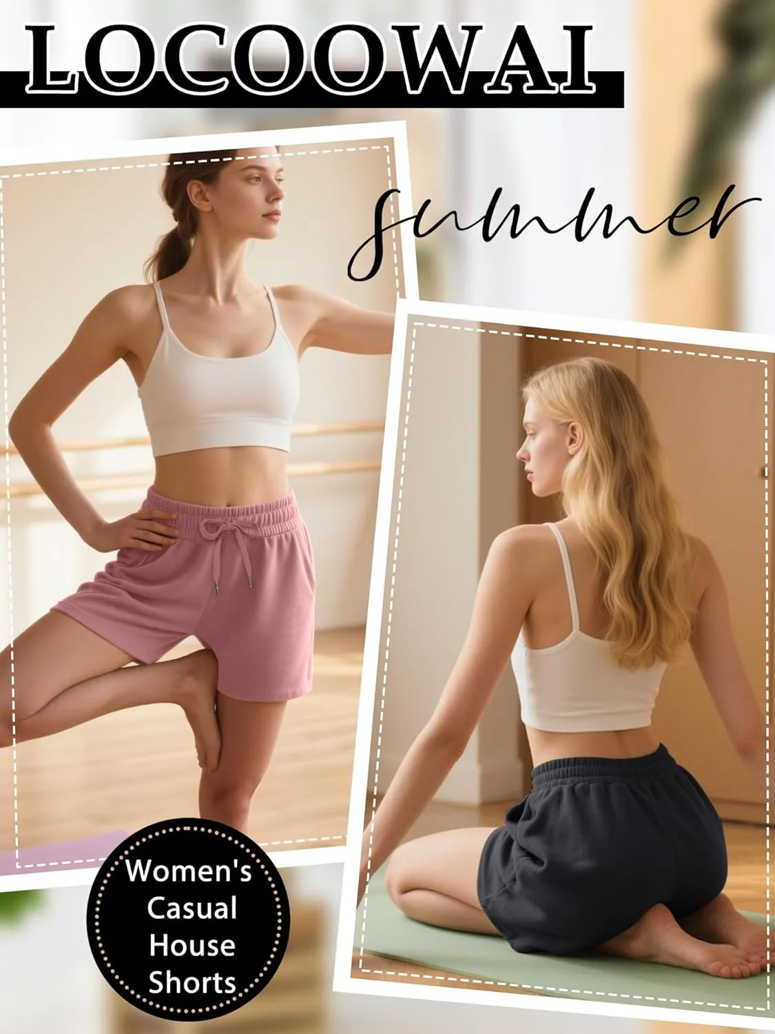 3 Pack Womens Sweat Shorts Drawstring High Waist Summer Athletic Loose Elastics Sweatpants with Pockets