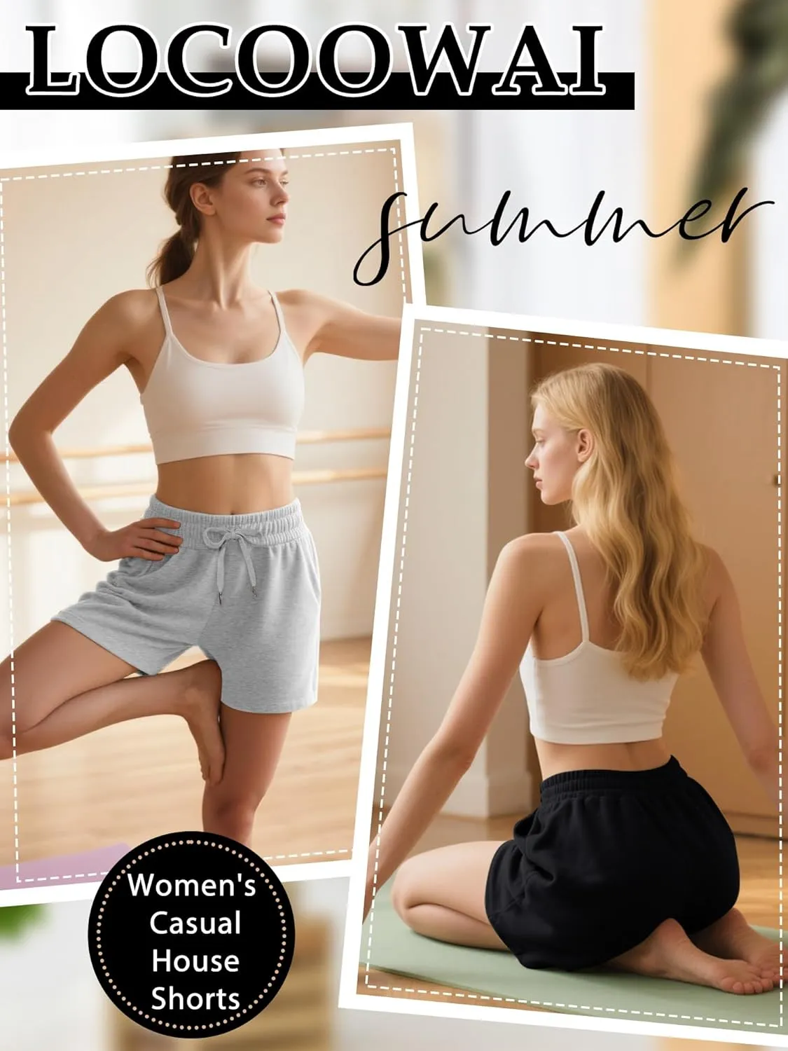 3 Pack Womens Sweat Shorts Drawstring High Waist Summer Athletic Loose Elastics Sweatpants with Pockets