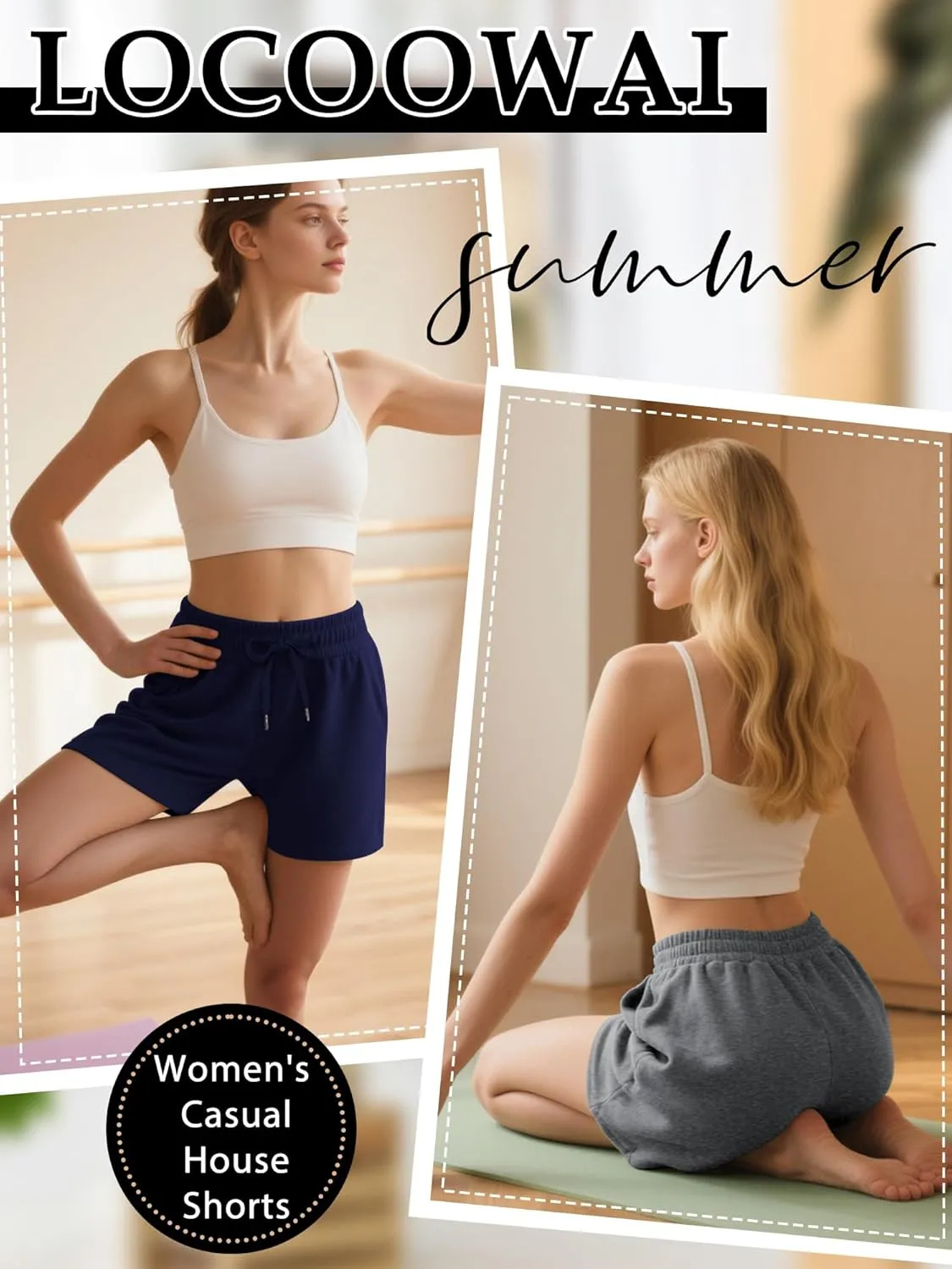3 Pack Womens Sweat Shorts Drawstring High Waist Summer Athletic Loose Elastics Sweatpants with Pockets