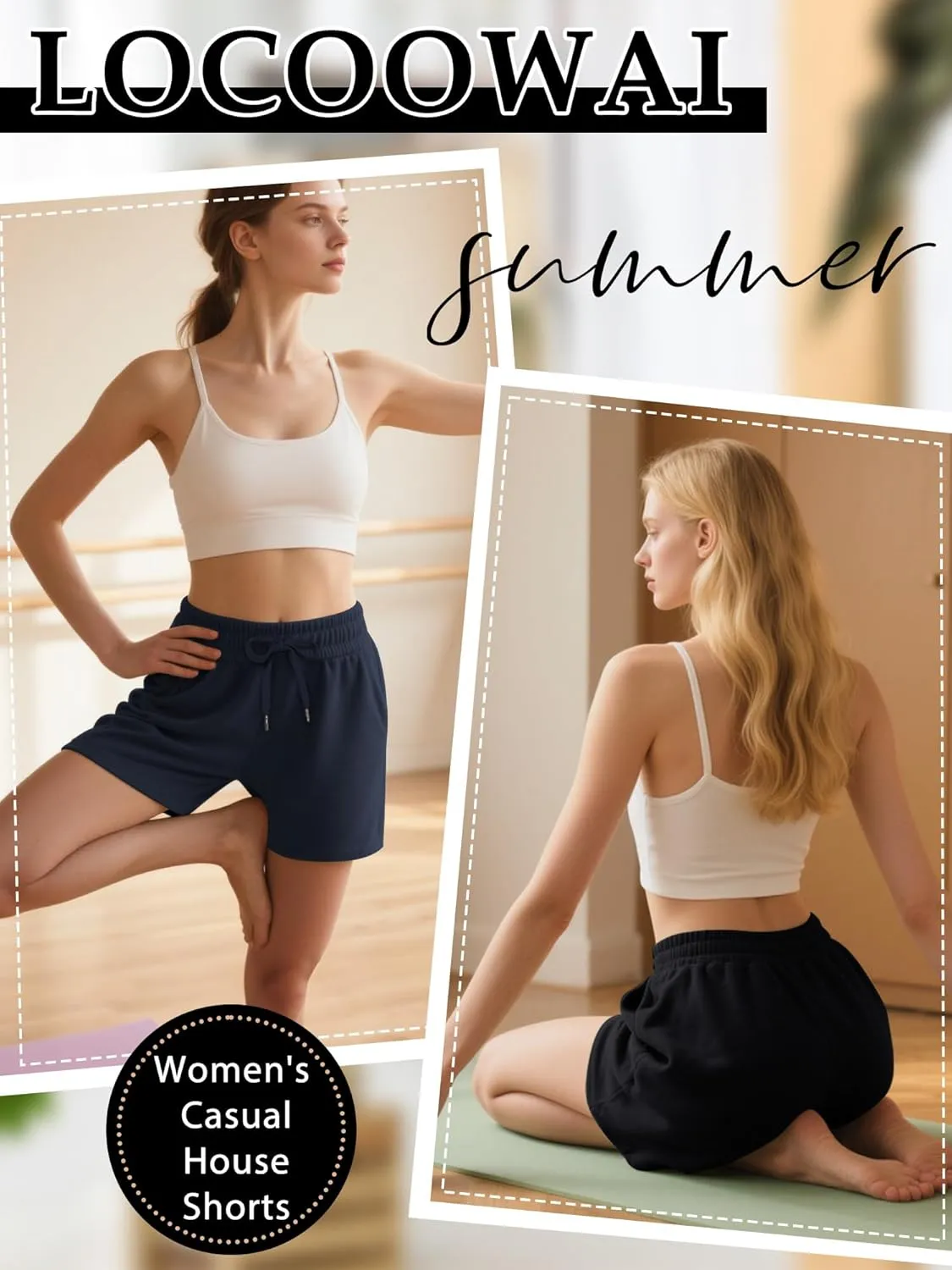 3 Pack Womens Sweat Shorts Drawstring High Waist Summer Athletic Loose Elastics Sweatpants with Pockets