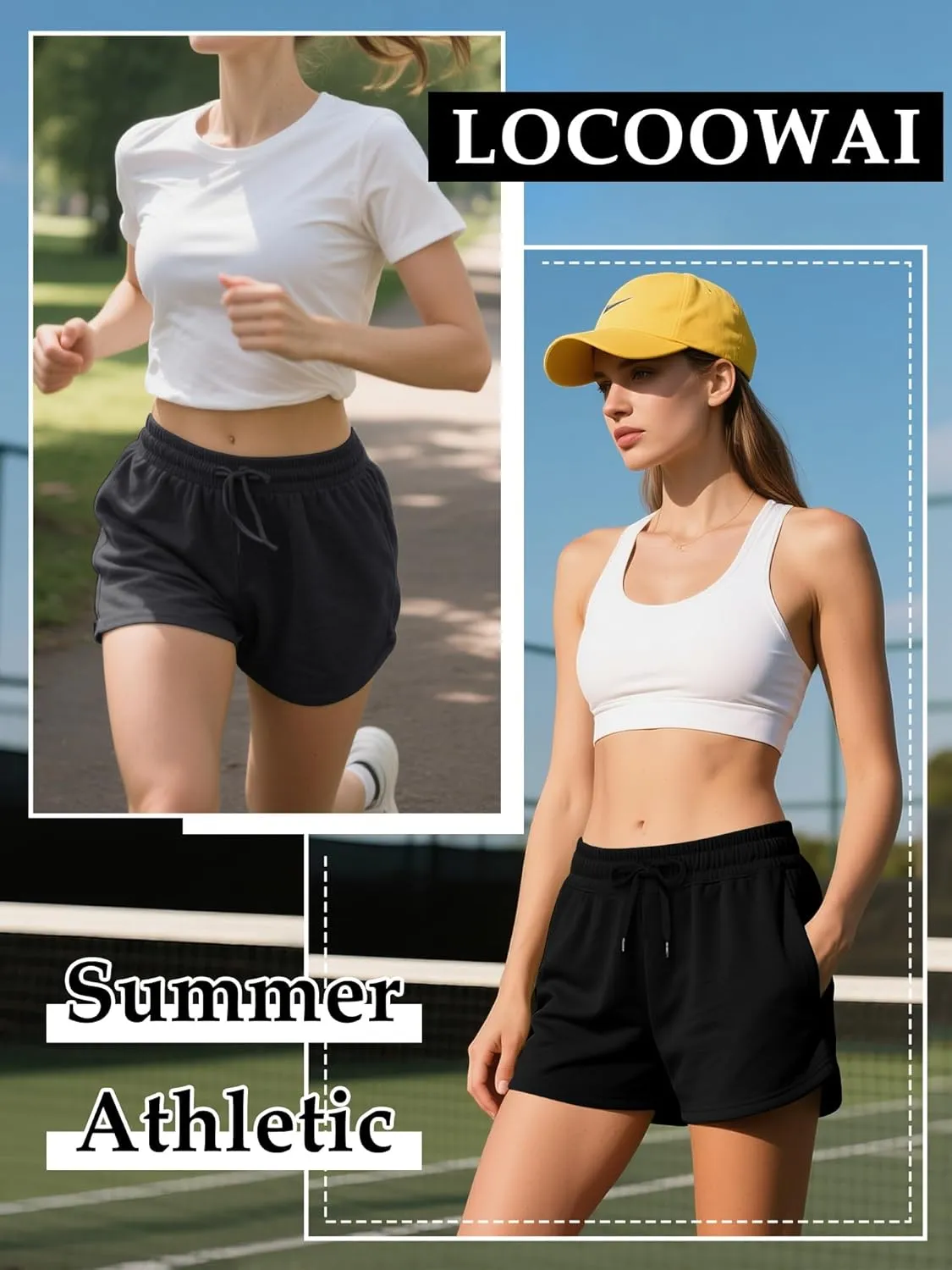 3 Pack Womens Sweat Shorts Drawstring High Waist Summer Athletic Loose Elastics Sweatpants with Pockets